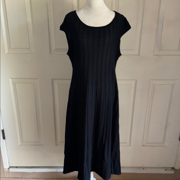 Peruvian Connection Black Cotton/Bamboo Sleeveless Knit Midi Dress - Picture 1 of 5